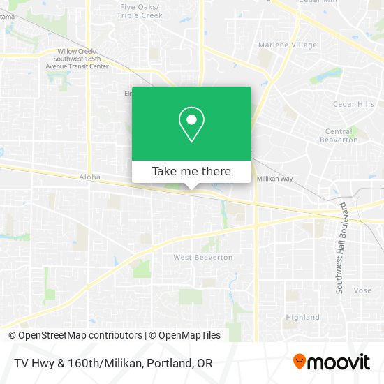 TV Hwy & 160th/Milikan map