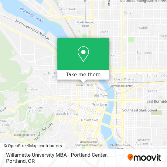 Willamette University MBA - Portland Center map