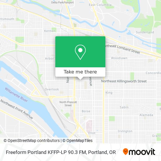 Freeform Portland KFFP-LP 90.3 FM map