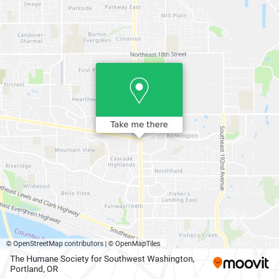The Humane Society for Southwest Washington map