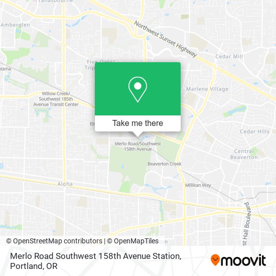 Merlo Road Southwest 158th Avenue Station map