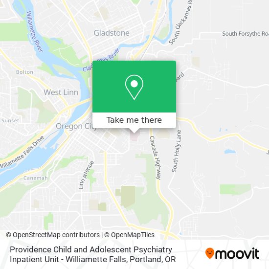 Mapa de Providence Child and Adolescent Psychiatry Inpatient Unit - Williamette Falls
