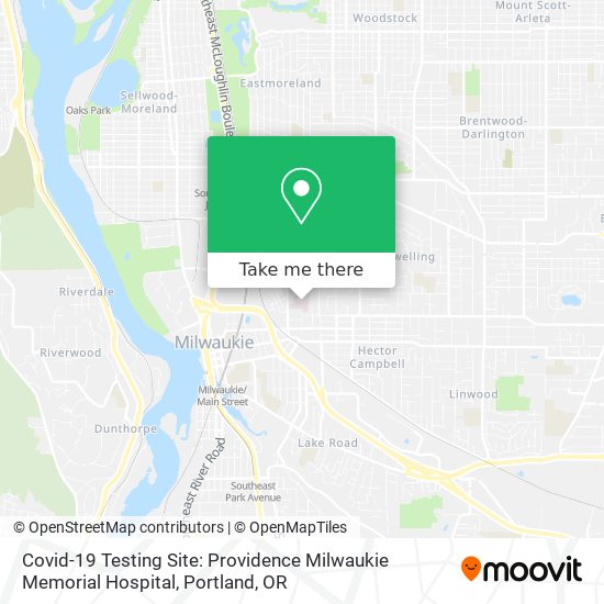 Covid-19 Testing Site: Providence Milwaukie Memorial Hospital map