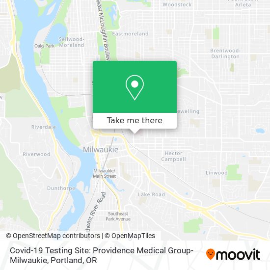 Mapa de Covid-19 Testing Site: Providence Medical Group-Milwaukie