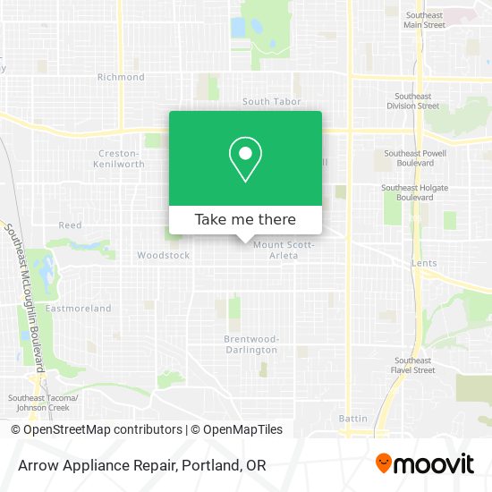 Arrow Appliance Repair map