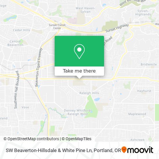 SW Beaverton-Hillsdale & White Pine Ln map