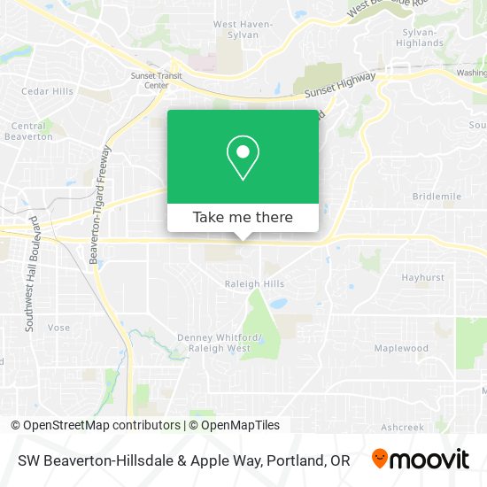 SW Beaverton-Hillsdale & Apple Way map