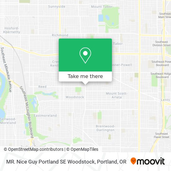 MR. Nice Guy Portland SE Woodstock map