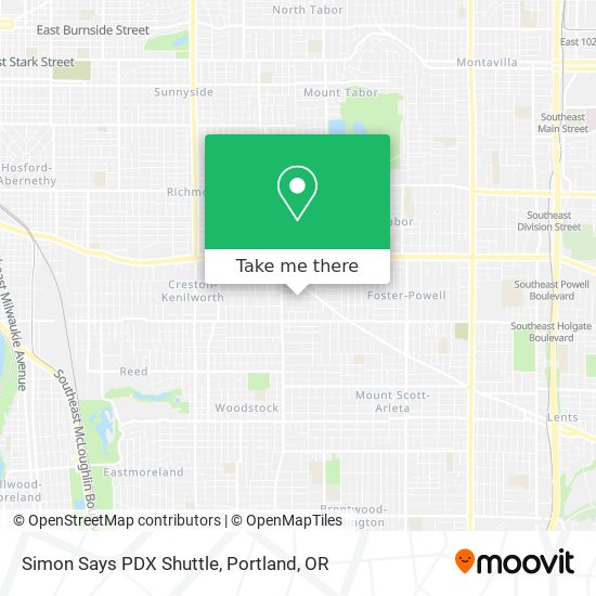 Mapa de Simon Says PDX Shuttle