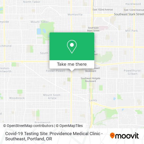Mapa de Covid-19 Testing Site: Providence Medical Clinic - Southeast