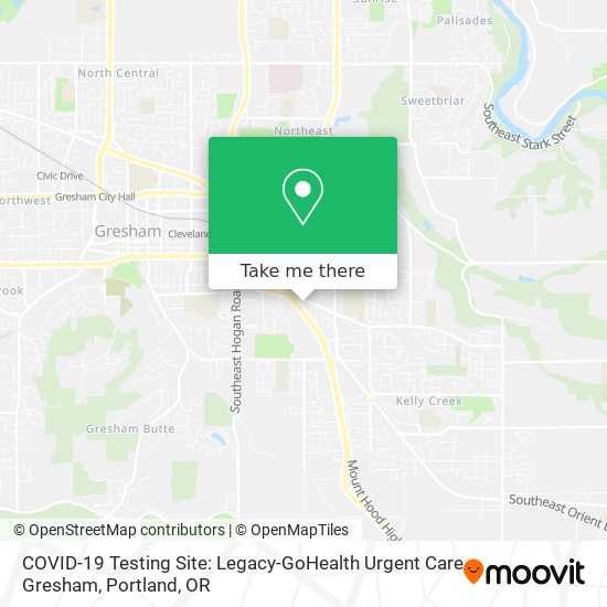 Mapa de COVID-19 Testing Site: Legacy-GoHealth Urgent Care Gresham