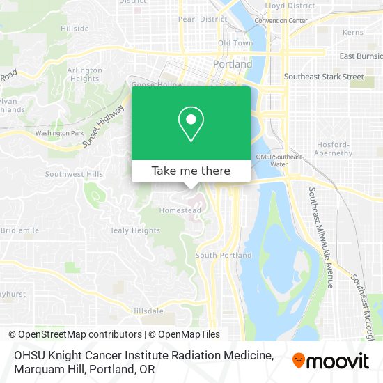 OHSU Knight Cancer Institute Radiation Medicine, Marquam Hill map