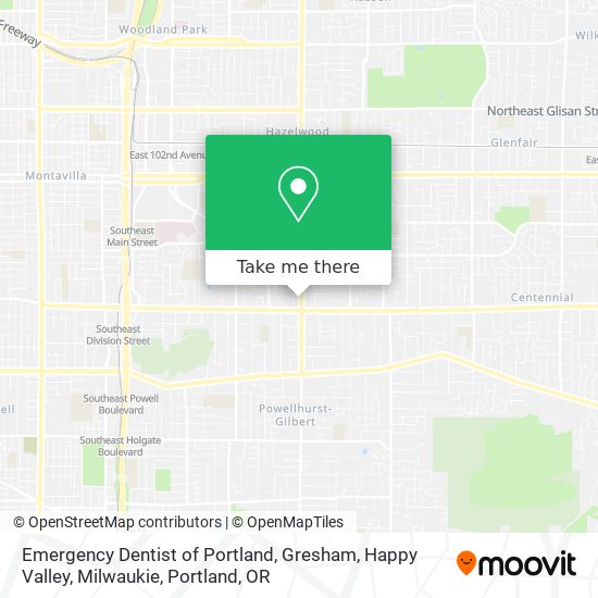 Emergency Dentist of Portland, Gresham, Happy Valley, Milwaukie map