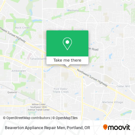 Beaverton Appliance Repair Men map