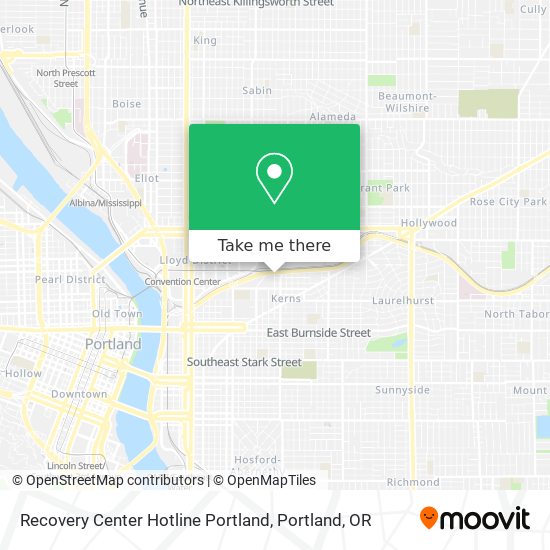 Recovery Center Hotline Portland map