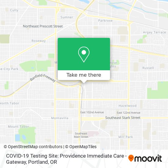 COVID-19 Testing Site: Providence Immediate Care - Gateway map