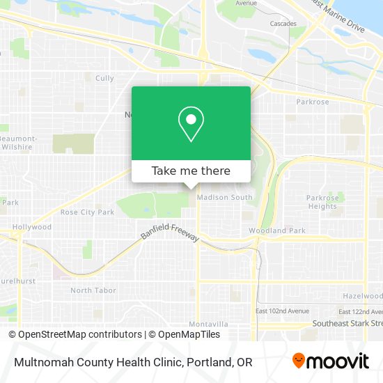 Multnomah County Health Clinic map