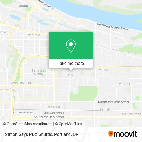 Simon Says PDX Shuttle map