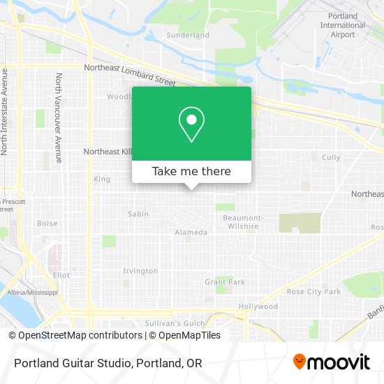 Portland Guitar Studio map