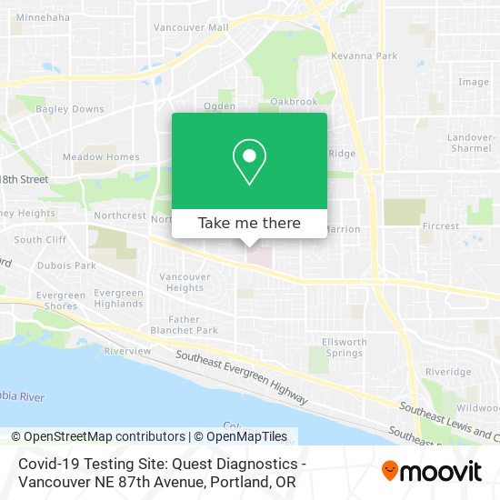 Covid-19 Testing Site: Quest Diagnostics - Vancouver NE 87th Avenue map