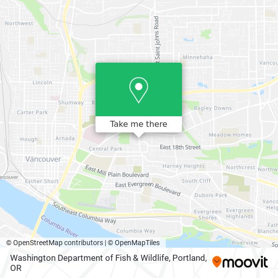 Mapa de Washington Department of Fish & Wildlife