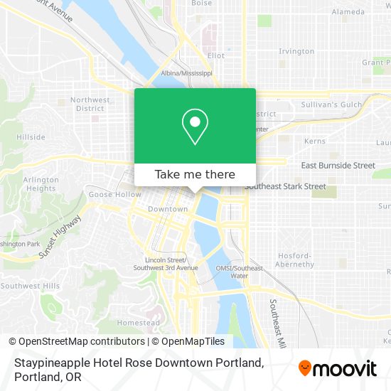 Staypineapple Hotel Rose Downtown Portland map