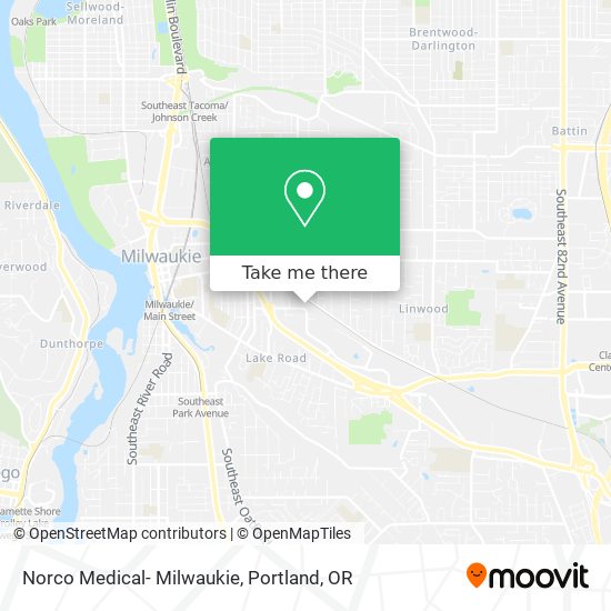 Mapa de Norco Medical- Milwaukie