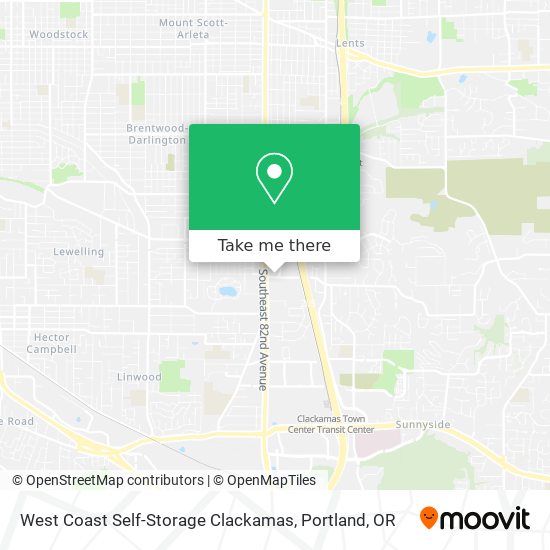 West Coast Self-Storage Clackamas map