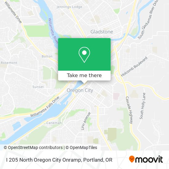 I 205 North Oregon City Onramp map