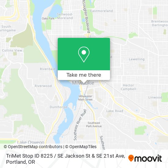 TriMet Stop ID 8225 / SE Jackson St & SE 21st Ave map