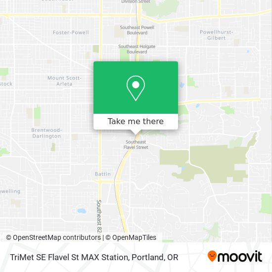Mapa de TriMet SE Flavel St MAX Station