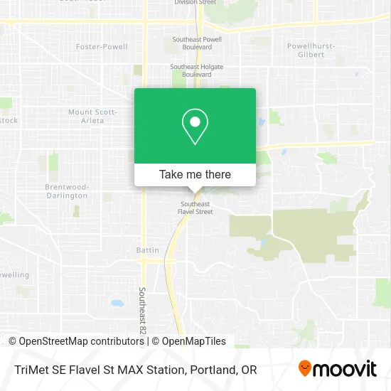 TriMet SE Flavel St MAX Station map