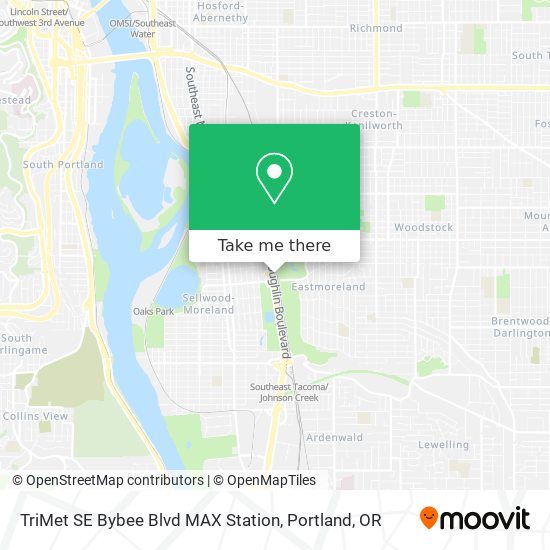 TriMet SE Bybee Blvd MAX Station map