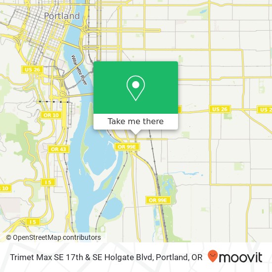 Mapa de Trimet Max SE 17th & SE Holgate Blvd