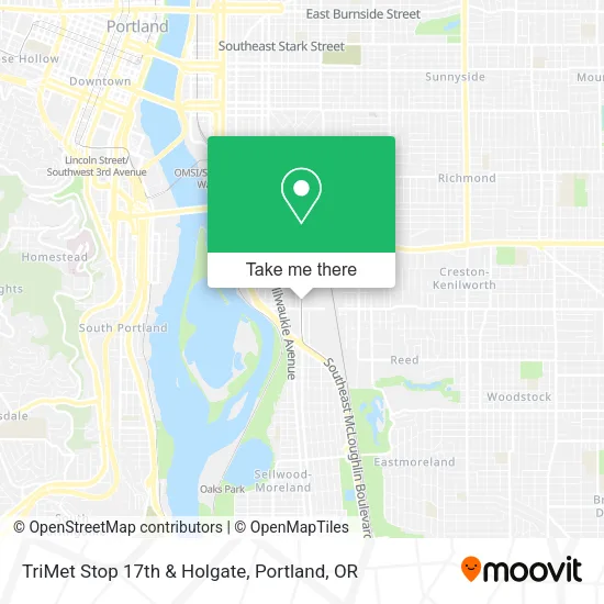 TriMet Stop 17th & Holgate map