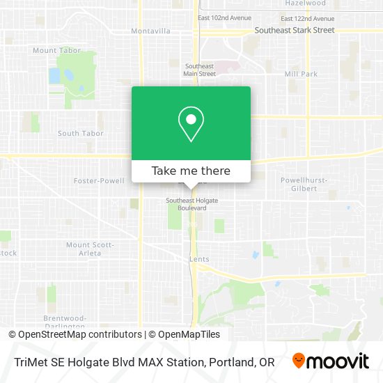 TriMet SE Holgate Blvd MAX Station map