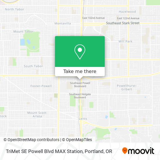 Mapa de TriMet SE Powell Blvd MAX Station