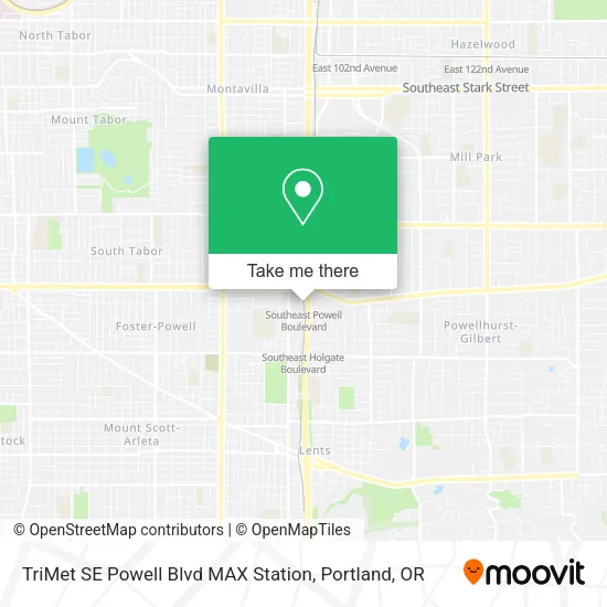 Mapa de TriMet SE Powell Blvd MAX Station