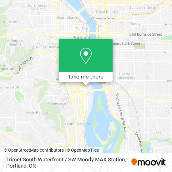 Trimet South Waterfront / SW Moody MAX Station map