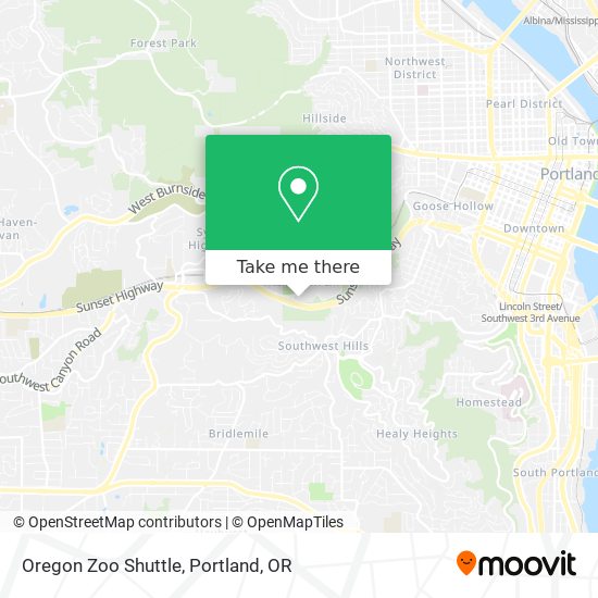 Mapa de Oregon Zoo Shuttle