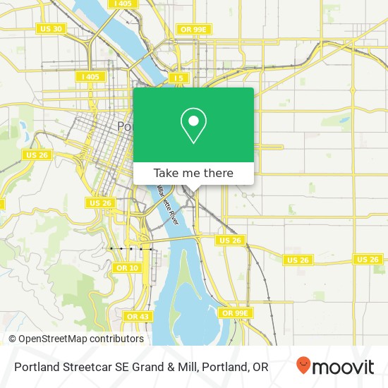 Portland Streetcar SE Grand & Mill map
