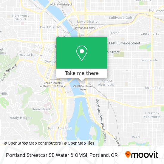 Mapa de Portland Streetcar SE Water & OMSI