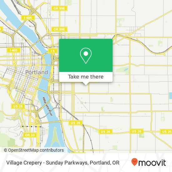 Village Crepery - Sunday Parkways map