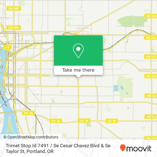 Mapa de Trimet Stop Id 7491 / Se Cesar Chavez Blvd & Se Taylor St