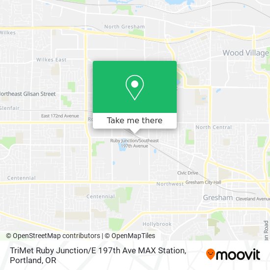 Mapa de TriMet Ruby Junction / E 197th Ave MAX Station