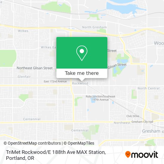 Mapa de TriMet Rockwood / E 188th Ave MAX Station