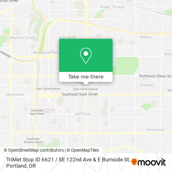 TriMet Stop ID 6621 / SE 122nd Ave & E Burnside St map