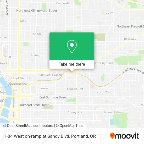 I-84 West on-ramp at Sandy Blvd map