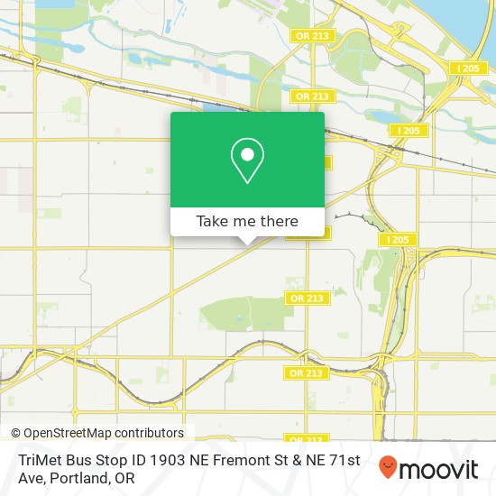 Mapa de TriMet Bus Stop ID 1903 NE Fremont St & NE 71st Ave