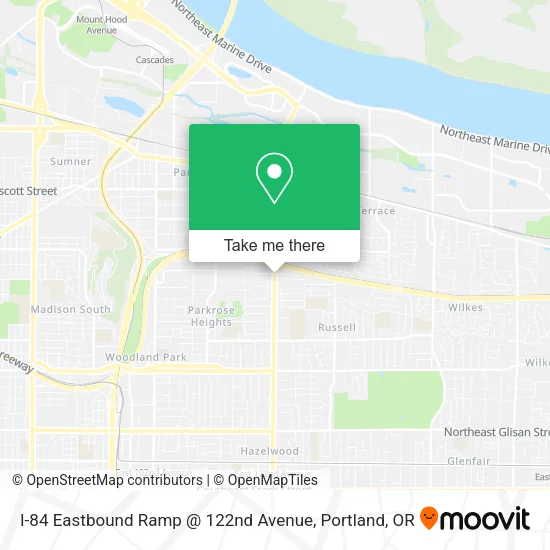 I-84 Eastbound Ramp @ 122nd Avenue map
